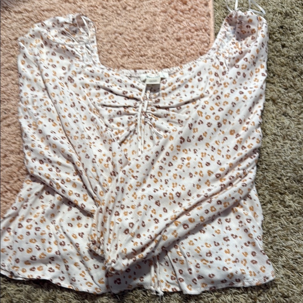 URBAN Romantics Cream Tie Front Ruffled Blouse